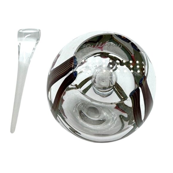 Zellique Handcrafted Glass Perfume Bottle Pink Floral Design & Clear Stopper 4"H - Picture 6 of 7